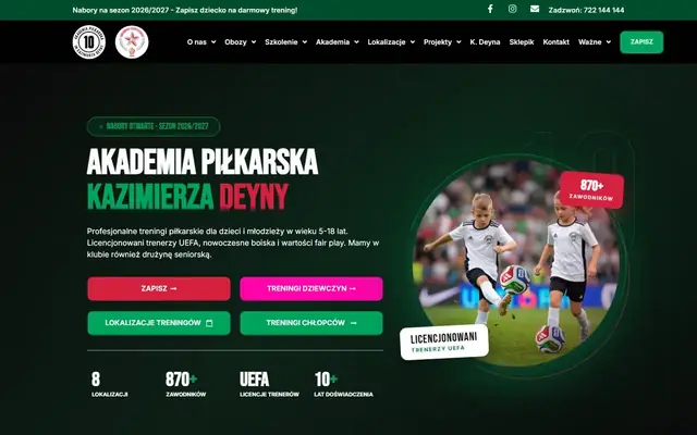Zrzut strony: AP Deyna - strona akademii piłkarskiej