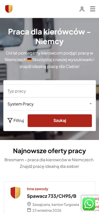 Wersja mobilna: Bresmann - portal z ofertami pracy dla kierowców
