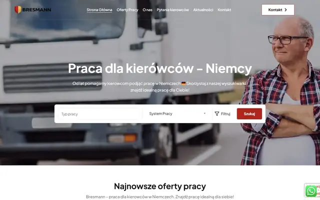 Zrzut strony: Bresmann - portal z ofertami pracy dla kierowców