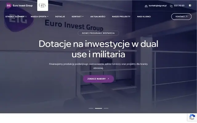 Zrzut strony: Euro Invest Group - doradztwo w pozyskiwaniu dotacji