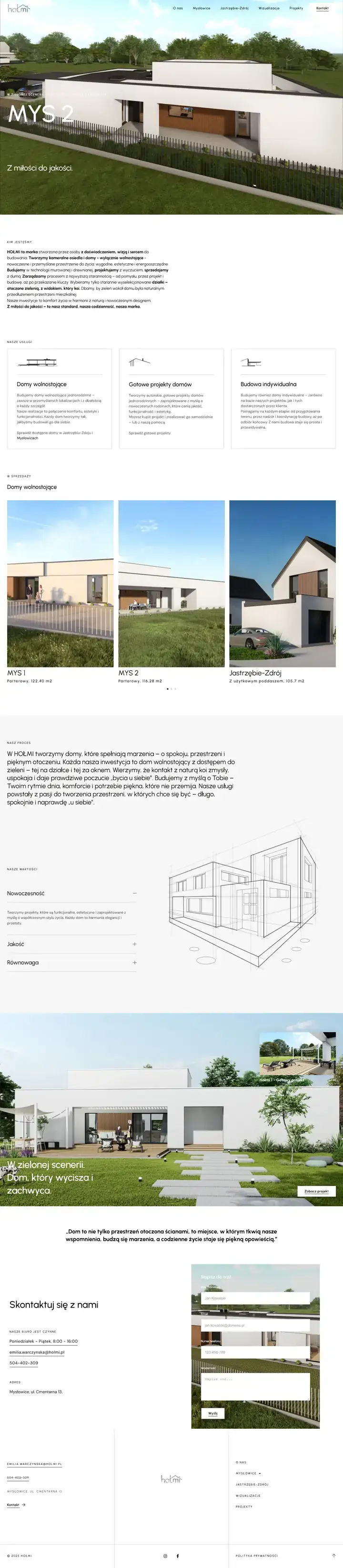 Zrzut całej strony: Hołmi - kameralne osiedla domów wolnostojących