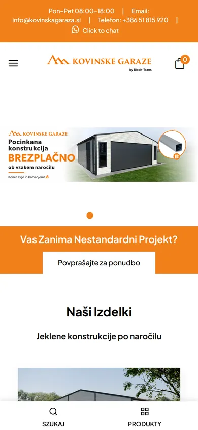 Wersja mobilna: Kovinska Garaža - sklep z garażami blaszanymi (Słowenia)