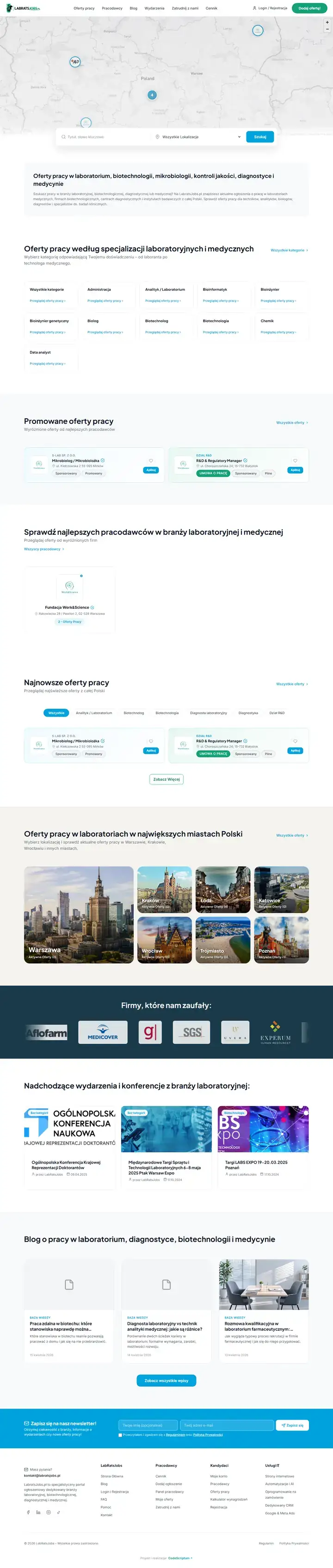 Zrzut całej strony: LabratsJobs - portal pracy dla branży laboratoryjnej