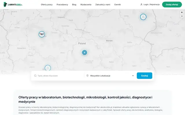 Zrzut strony: LabratsJobs - portal pracy dla branży laboratoryjnej