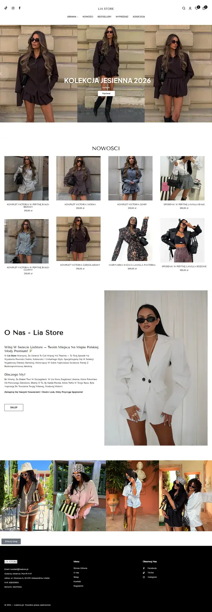 Zrzut całej strony: Lia Store - sklep z modą damską