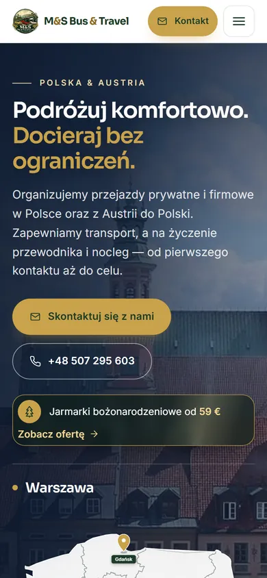 Wersja mobilna: M&S Bus & Travel - przewozy Polska i Austria