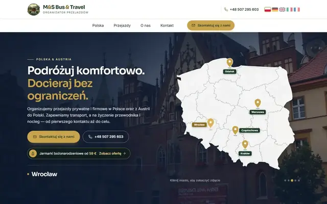 Zrzut strony: M&S Bus & Travel - przewozy Polska i Austria