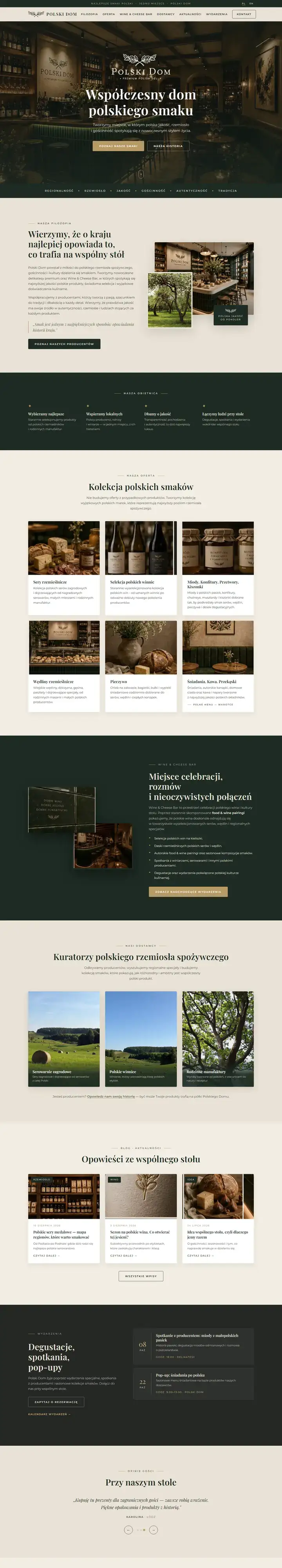 Zrzut całej strony: Polski Dom - delikatesy premium i Wine & Cheese Bar w Łodzi