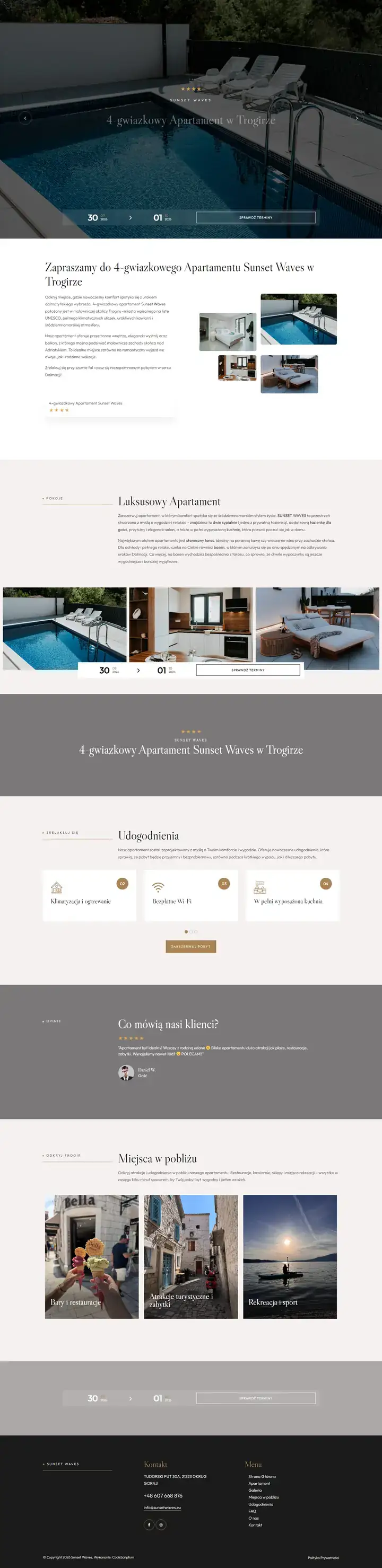 Zrzut całej strony: Sunset Waves - apartament w Trogirze