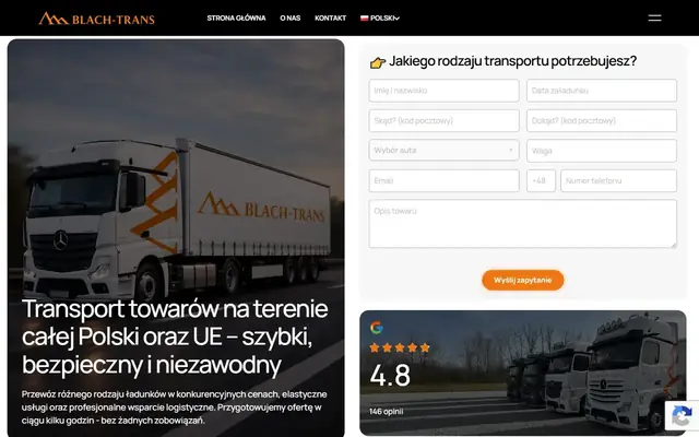 Zrzut strony: Blach Trans - transport krajowy i międzynarodowy