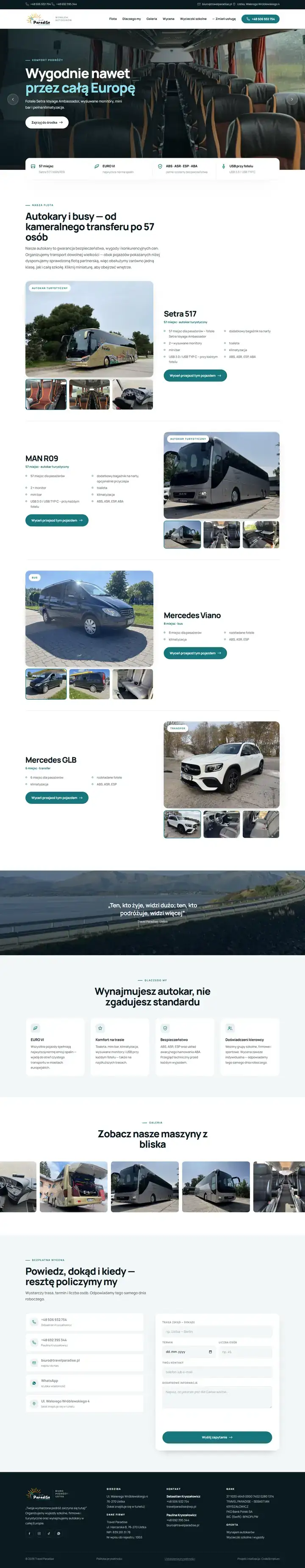 Zrzut całej strony: Travel Paradise - biuro podróży i wynajem autokarów