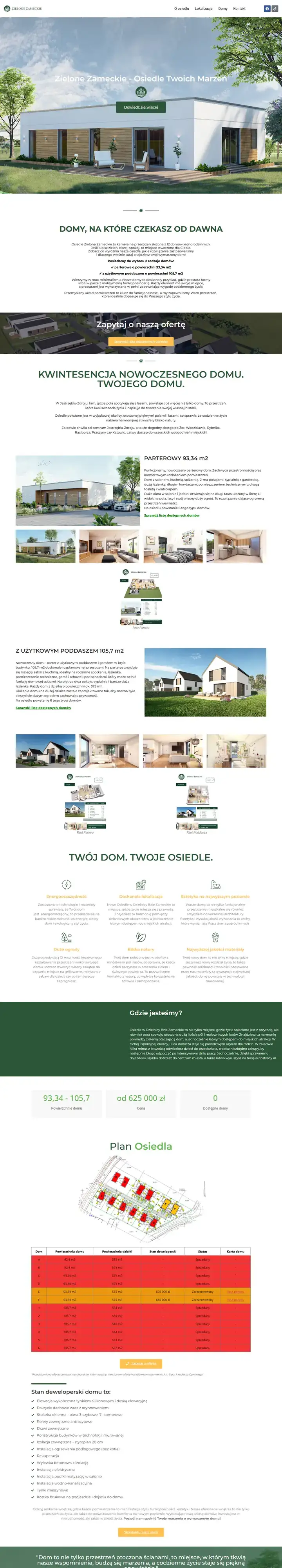 Zrzut całej strony: Zielone Zameckie - osiedle 12 domów jednorodzinnych
