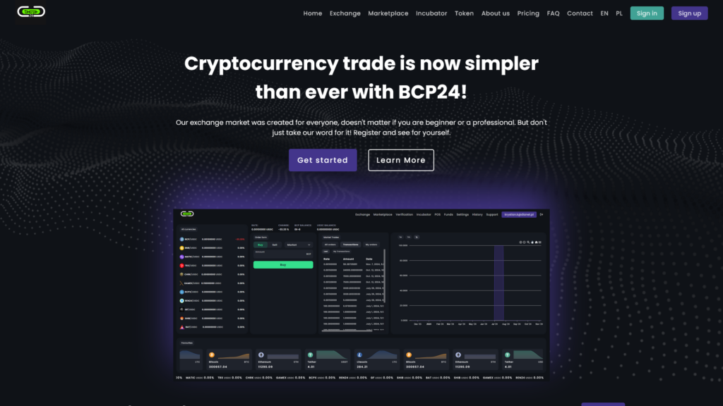 BCP24 Exchange — Platforma wymiany kryptowalut