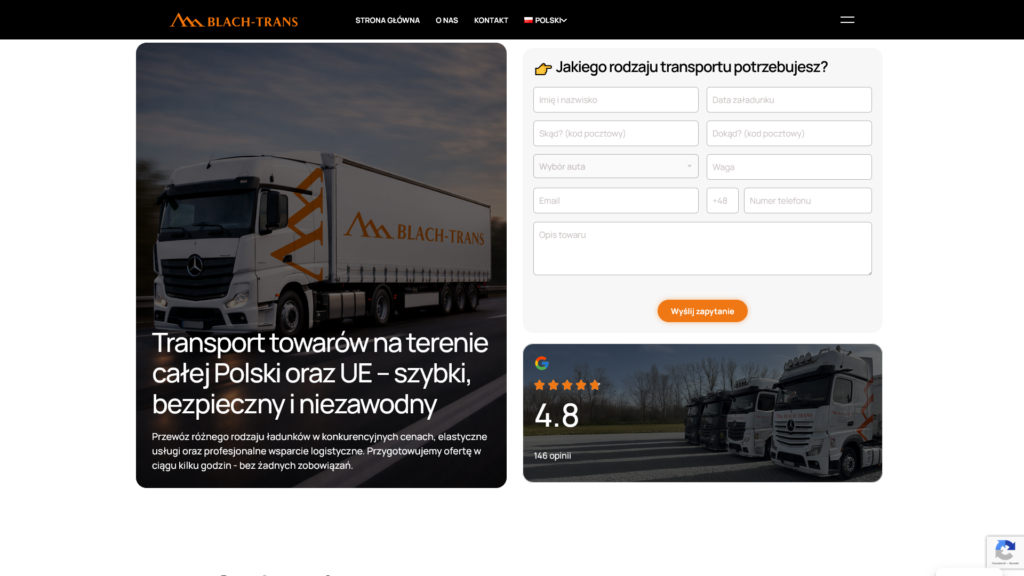 Transport BlachTrans — Usługi transportowe i montażowe